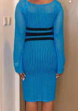 Load image into Gallery viewer, Rich blue lace up body-con dress